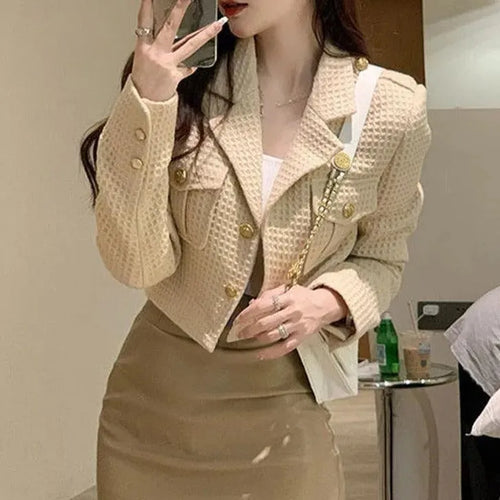 Cropped Tweed Jacket With Chest Pockets - Tweed Blazer - LeStyleParfait