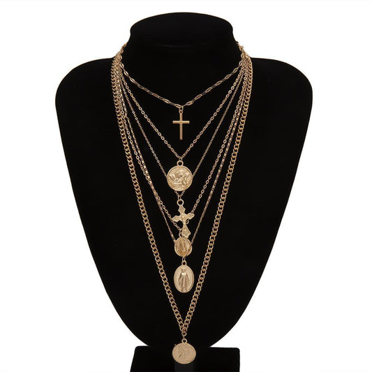 Cross and Virgin Mary Pendant Necklace - Pendant Necklace - LeStyleParfait