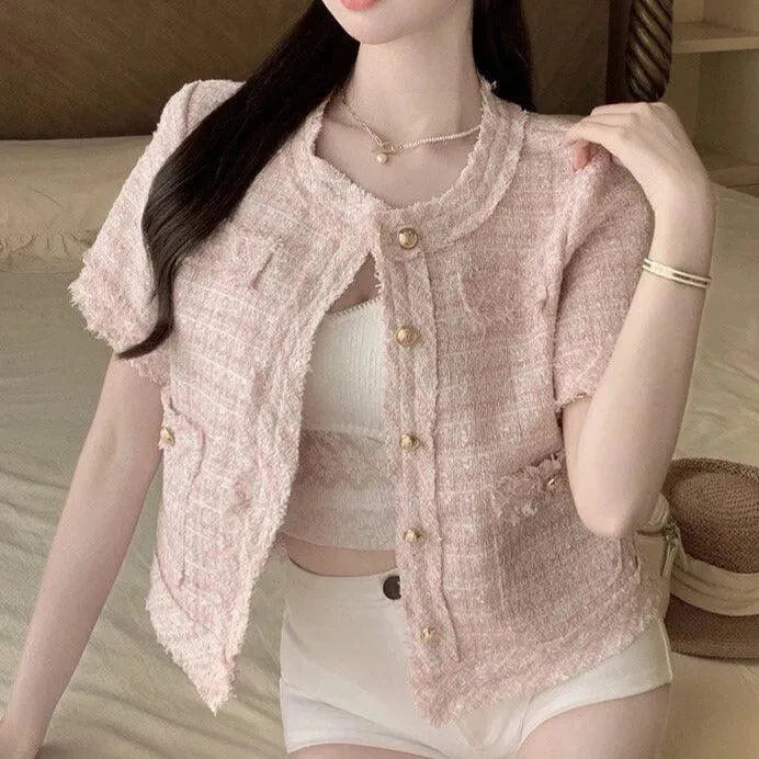 Cute Plaid Tweed Jacket Women - Tweed Blazer - LeStyleParfait