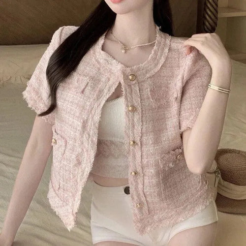 Cute Plaid Tweed Jacket Women - Tweed Blazer - LeStyleParfait