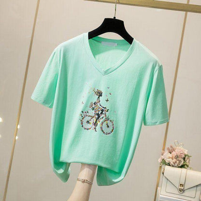 Cycler-Print T-Shirts For Women - T-Shirts - LeStyleParfait
