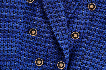 Dark Blue Tweed Blazer Women - Casual - Plaid - Tweed Blazer - LeStyleParfait