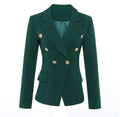 Dark Green Blazer Women - Casual - Plain-Solid - Double-Breasted Blazer - LeStyleParfait