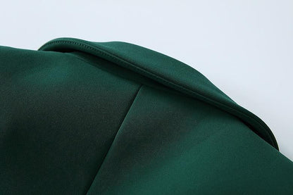 Dark Green Blazer Women - Casual - Plain-Solid - Double-Breasted Blazer - LeStyleParfait