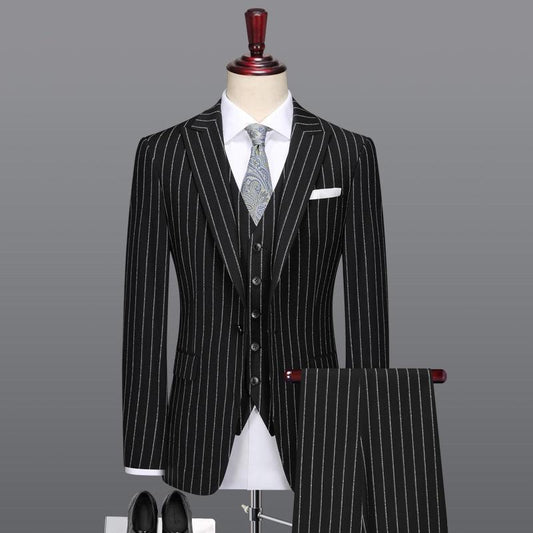 Deal Striker Pinstripes Three Piece Suit - Three Piece Suit - LeStyleParfait