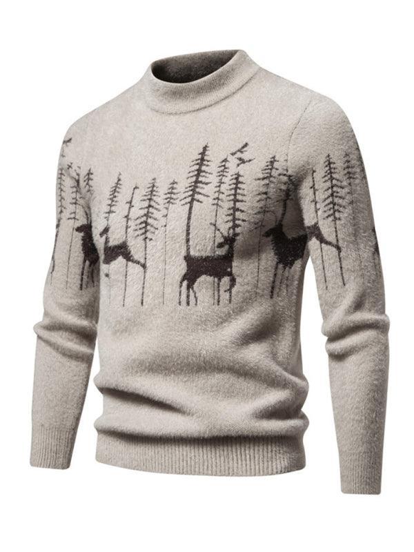 Deer Round Neck Knitted Men Pullover Sweater - Pullover Sweater - LeStyleParfait