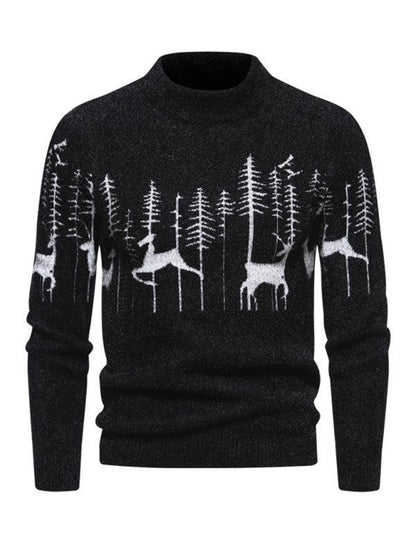 Deer Round Neck Knitted Men Pullover Sweater - Pullover Sweater - LeStyleParfait