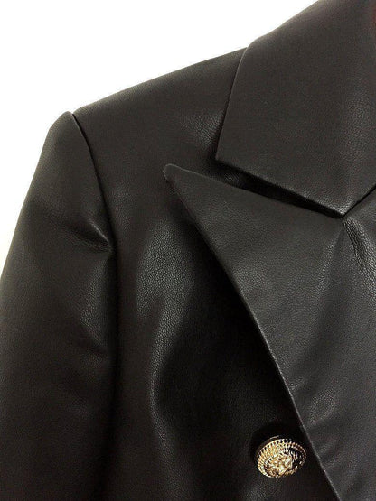 Designer Leather Blazer Women - Casual - Plain-Solid - Leather Blazer - LeStyleParfait