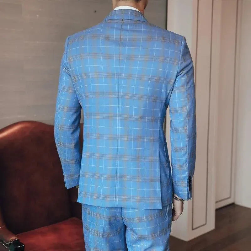 Double-Breasted Plaid Suit - Plaid Suit - LeStyleParfait