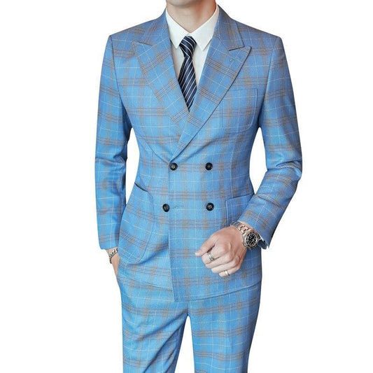 Double-Breasted Plaid Suit - Plaid Suit - LeStyleParfait