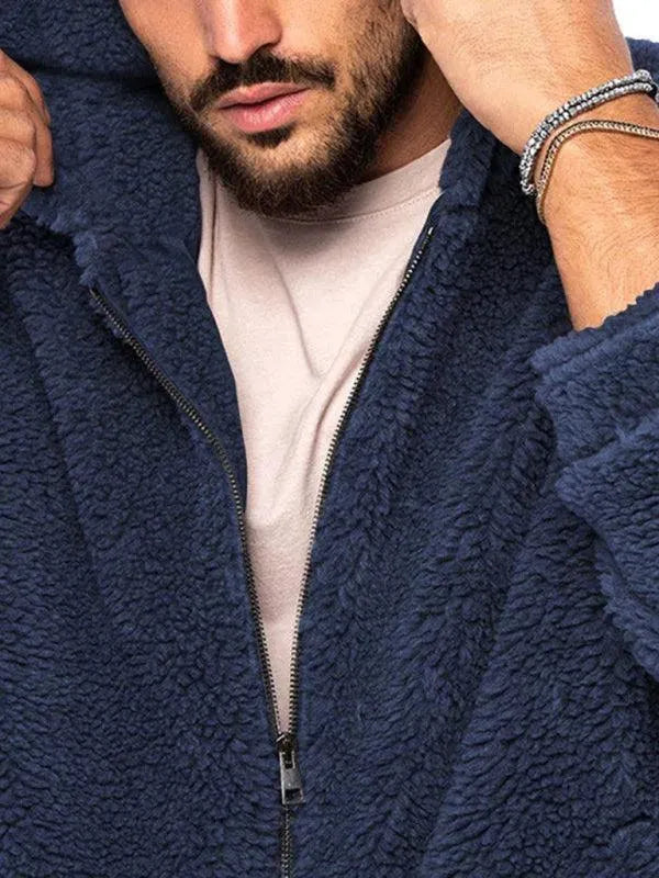 Double-Sided Hooded Men Winter Jacket - Fleece Jacket - LeStyleParfait