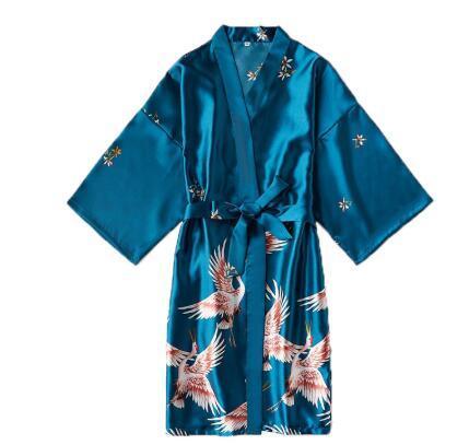 Dove Silk Satin Nightgown-Kimono Robe - Nightgown - LeStyleParfait