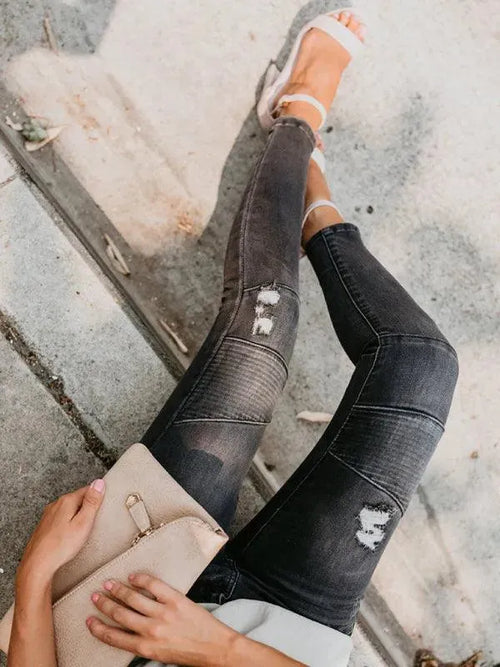 Women Biker Skinny Jeans - Women Jeans - LeStyleParfait