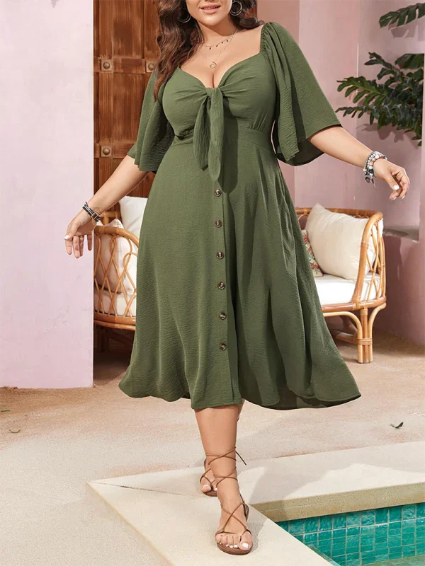 Elegant Bow Detail Midi Dress