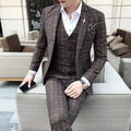 Elegant Brown Plaid Three Piece Suit - Plaid Suit - LeStyleParfait