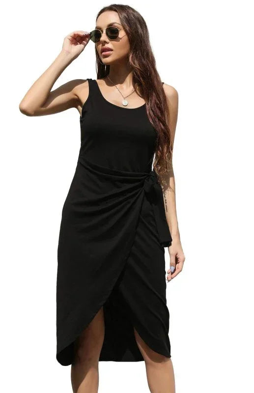 Elegant Burgundy Wrap Midi Dress