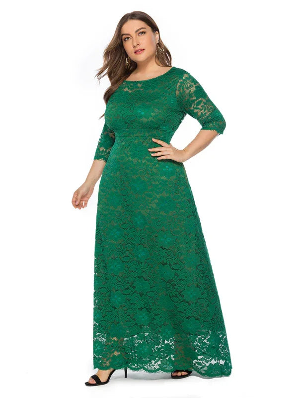 Elegant Lace Evening Maxi Dress