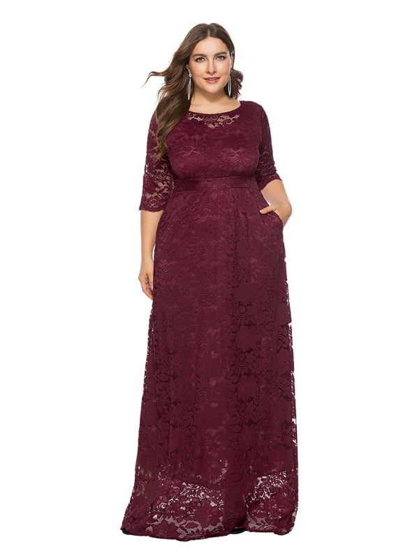 Elegant Lace Evening Maxi Dress