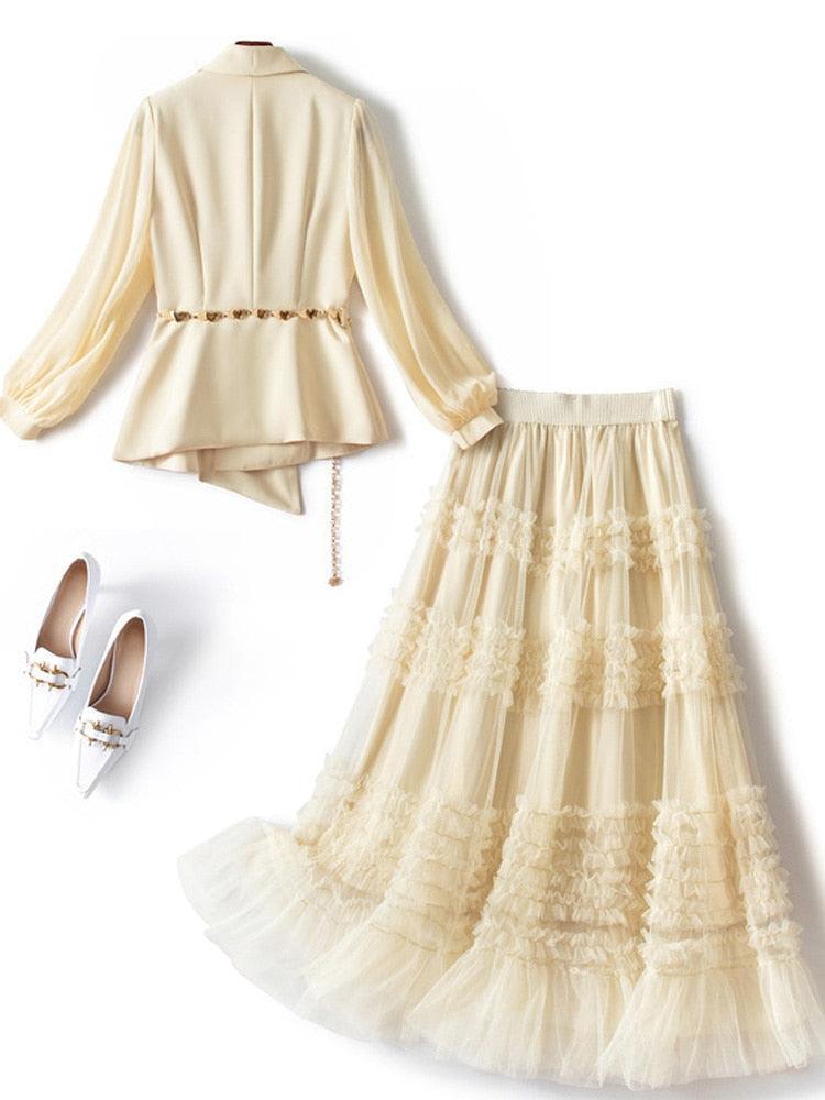 Elegant Outfit Set - Top and Mesh Skirt - Clothing Set - LeStyleParfait