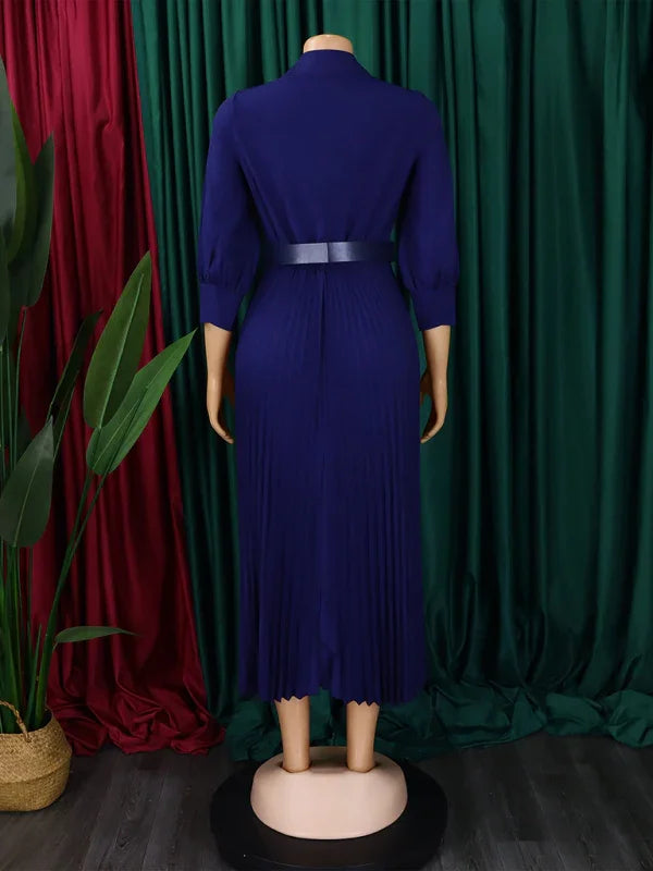 Elegant Pleated V-Neck Maxi Dress