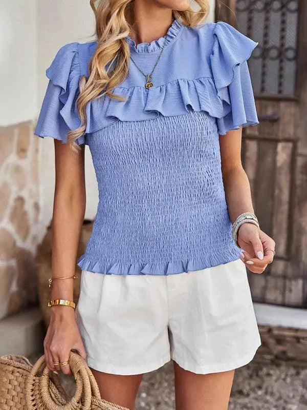 Elegant Ruffled Summer Top - Women Tops - LeStyleParfait