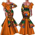 Elegant Satin African Print Gown Dress