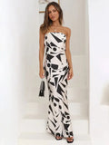 Elegant Satin Strapless Maxi Dress