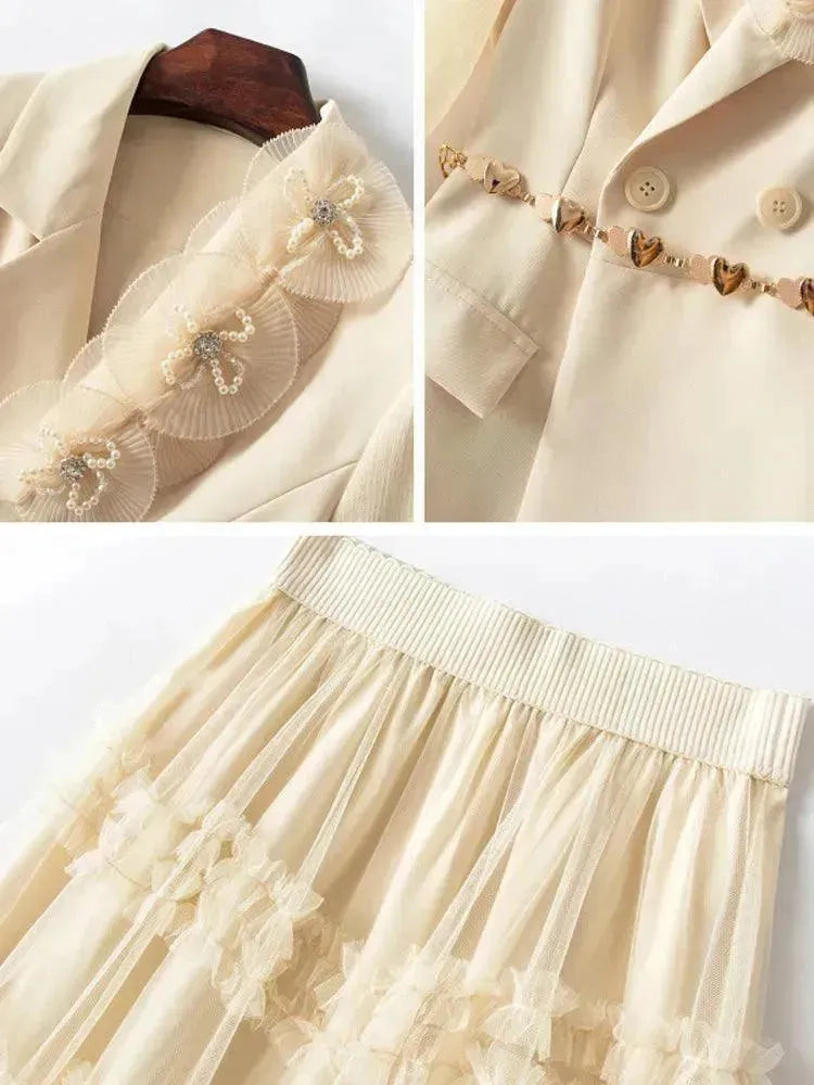 Elegant Tailored Silk Two-Piece Skirt Set - Casual Skirt Set - LeStyleParfait