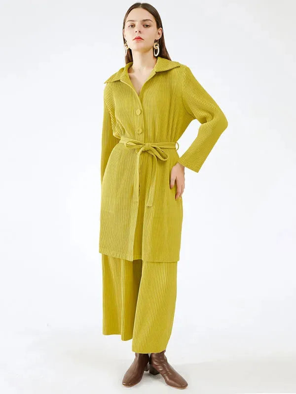 Elegant Women Casual Lapel Two-Piece Pant Set - Casual Pant Set - LeStyleParfait