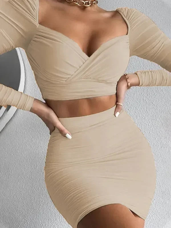 Elegant Women Casual Party Two-Piece Skirt Set - Casual Skirt Set - LeStyleParfait