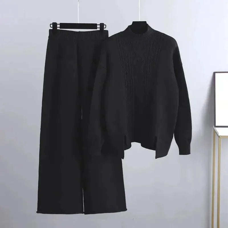 Elegant Women Casual Wool Three-Piece Outfit Set - Casual Outfit Set - LeStyleParfait