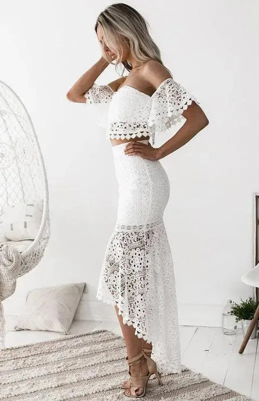 Elegant Women Floral Lace Two-Piece Skirt Set - Floral Skirt Set - LeStyleParfait