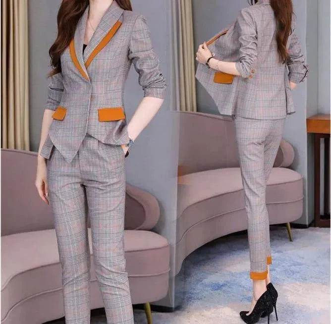 Women Plaid Capri Pantsuits - Pantsuit - LeStyleParfait fashion image