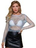 Embellish Sheer Fishnet Women Crop Top - Crop Top - LeStyleParfait