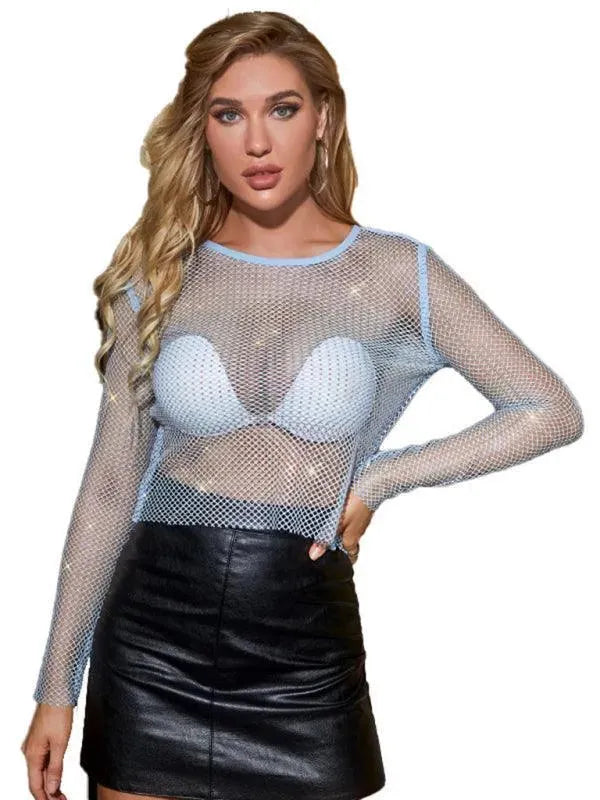 Embellish Sheer Fishnet Women Crop Top - Crop Top - LeStyleParfait