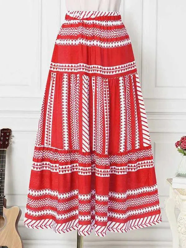Ethnic Print Midi Skirt-Women's Skirt-LeStyleParfait