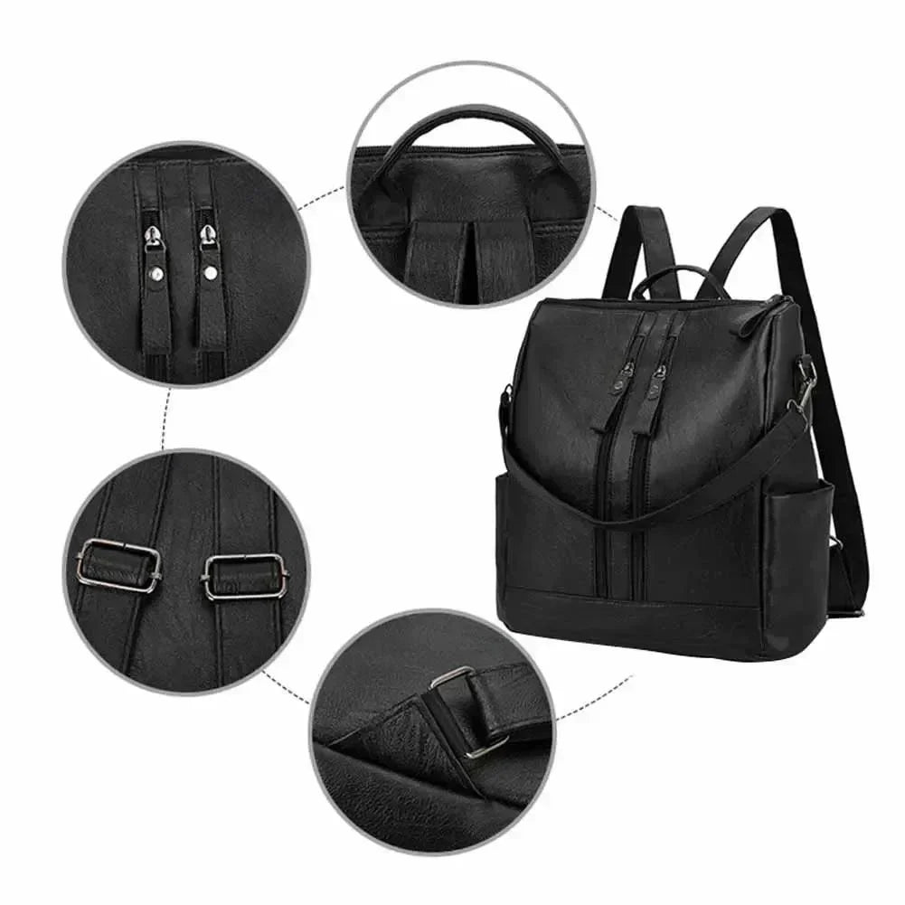 Fashion Black Leather Women's Backpack - Backpack - LeStyleParfait