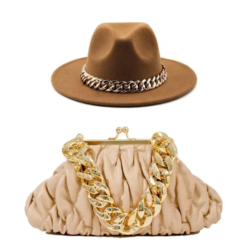 Fedora Hat And Handbag - Two Piece Luxury Accessories - Fedora Hat - LeStyleParfait