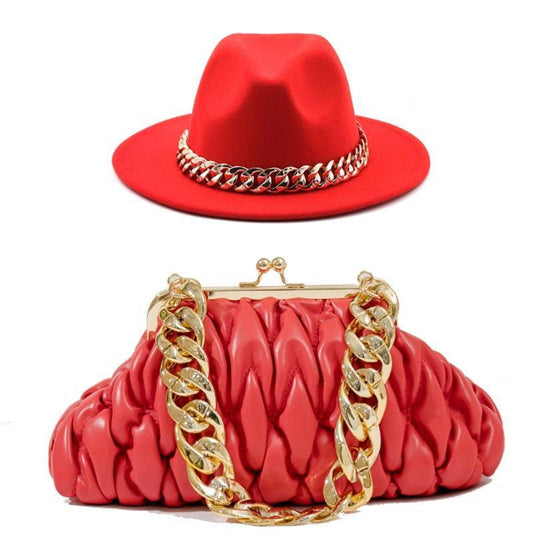 Fedora Hat And Handbag - Two Piece Luxury Accessories - Fedora Hat - LeStyleParfait
