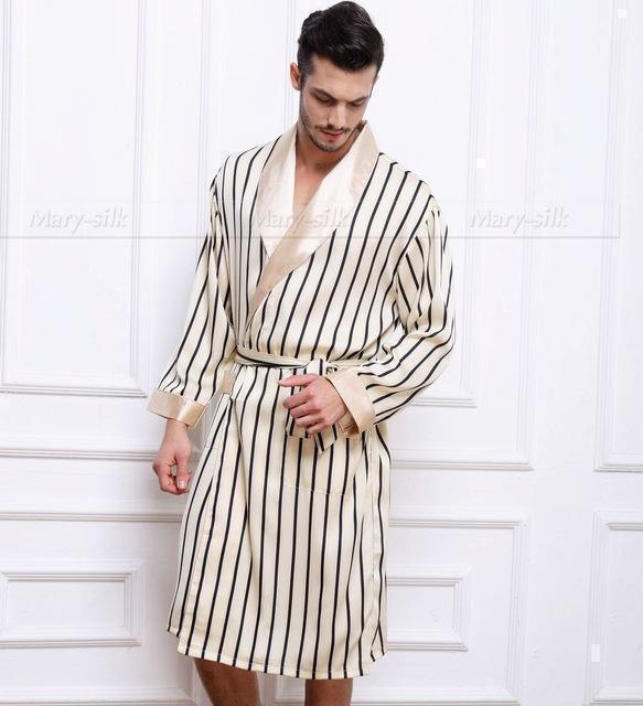 Feeling Soft Silk Satin Striped Nightgown - Nightgown - LeStyleParfait