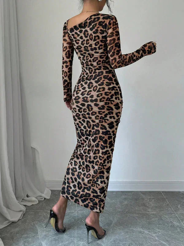 all-season,all-season dress,animal print,animal print dress,asymmetrical,bodycon,bodycon dress,dress,jersey,jersey dress,ladies Wrinkle resistant,long sleeve,long sleeve dress,midi,midi hem dress,party,party dress,pencil,pencil dress,Quick drying midi dress,round neck dress,sheath,sheath dress,slip-on,slip-on dress,slit-LeStyleParfait