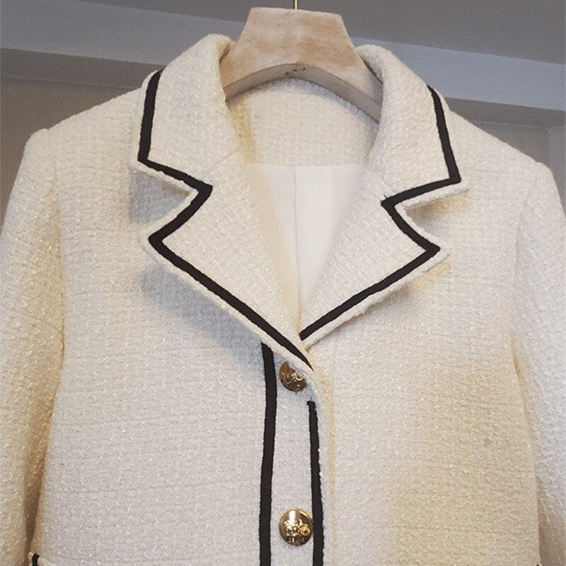 Flap Pocket Button Short Tweed Jacket Women - Tweed Blazer - LeStyleParfait