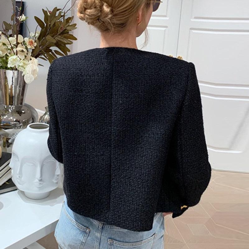 Flap Pockets Design Tweed Jackets - Tweed Blazer - LeStyleParfait