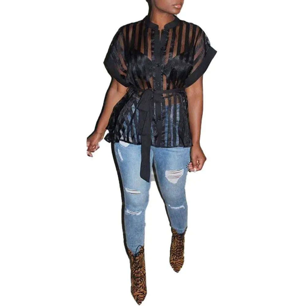 Flared See-Through Women Top - Women Tops - LeStyleParfait