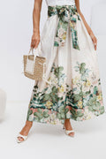 Floral Belted Drawstring Midi Skirt-Women's Skirt-LeStyleParfait