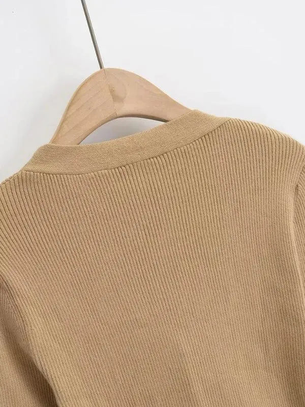 LeStyleParfait Women's Sweaters Casual Cardigan Plain-Solid V-Neck Long Sleeves-Cardigan Sweater