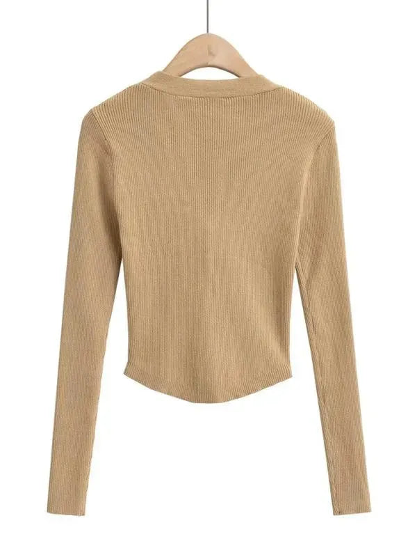 LeStyleParfait Women's Sweaters Casual Cardigan Plain-Solid V-Neck Long Sleeves-Cardigan Sweater