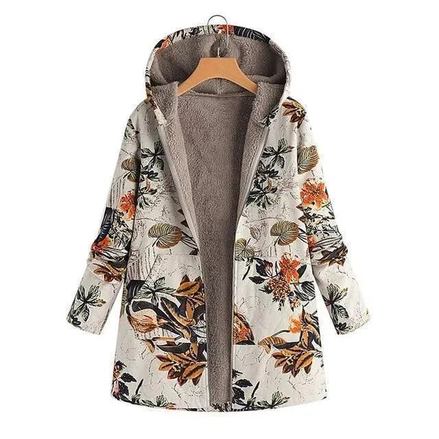 Floral Loose Plus Size Winter Coat - Coat - LeStyleParfait