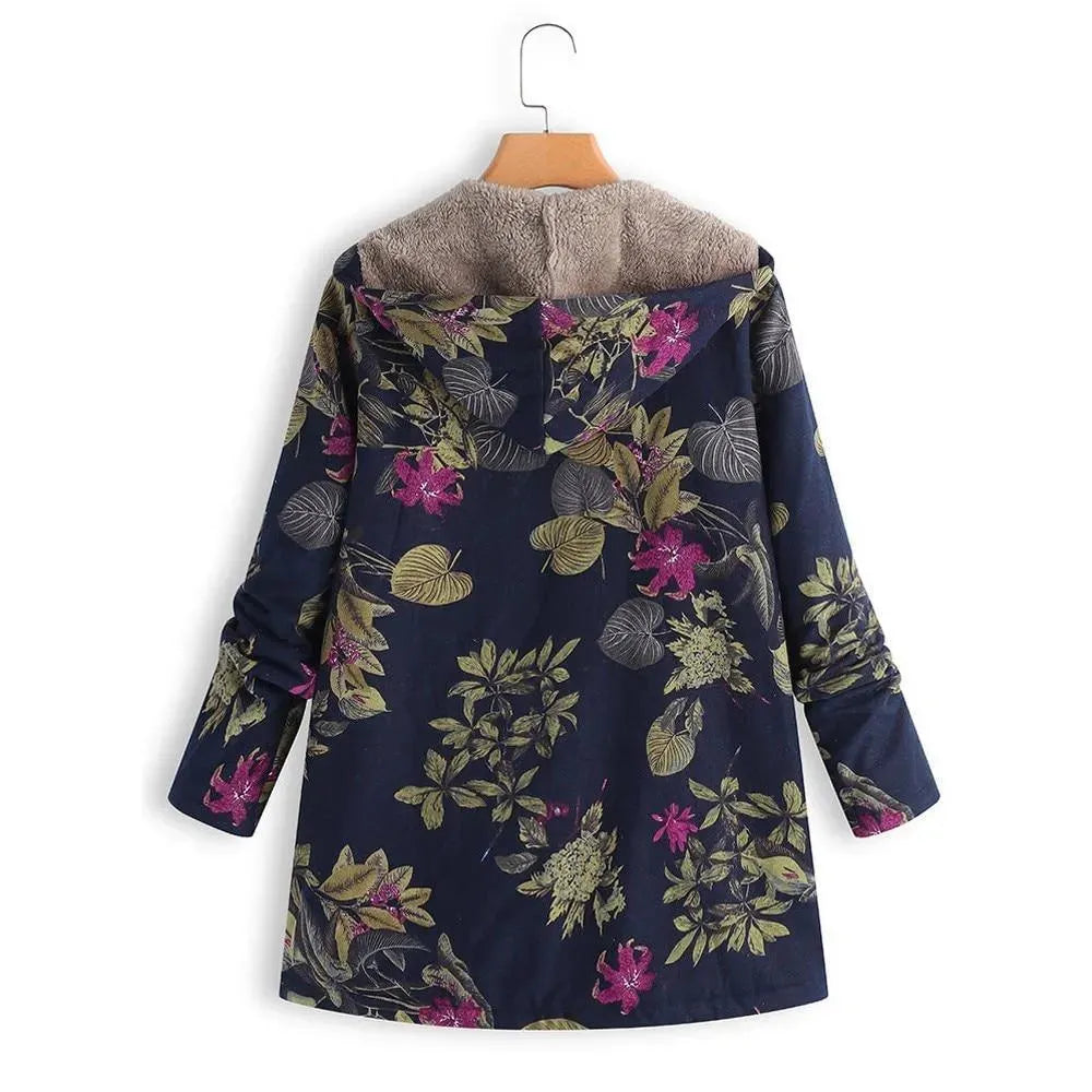 Floral Loose Plus Size Winter Coat - Coat - LeStyleParfait