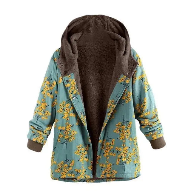Floral Loose Plus Size Winter Coat - Coat - LeStyleParfait